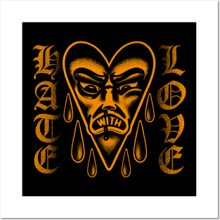 Love with hate traditional tattoo Posters and Art